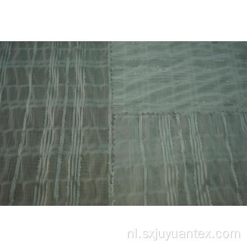 Polyester chiffon crinkle zilver lurex streep dobby stof